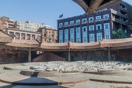 YEREVAN, ARMENIA - JULY 5, 2017: Fountain at the Republic Square metro station in Yerevan, capital of Armenia.のeditorial素材