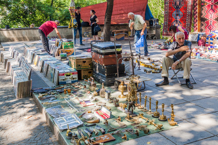 TBILISI, GEORGIA - JULY 17, 2017: Street flea market in Tbilisi, Georgia.のeditorial素材