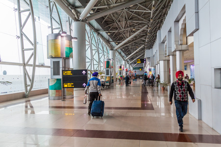 AMRITSAR, INDIA - JANUARY 27, 2017:  Interior of Sri Guru Ram Dass Jee International Airport in Amritsar, Punjab state, Indiaのeditorial素材