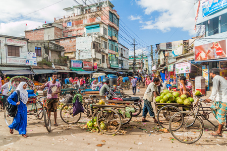 BOGRA, BANGLADESH - NOVEMBER 7, 2016: Chaos on a street in Bogra, Bangladesh.