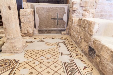 MOUNT NEBO, JORDAN - MARCH 21, 2017: Mosaics in the Moses Memorial church at the Mount Nebo mountain.の写真素材
