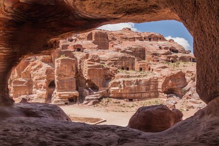 Rock tombs in the ancient city Petra, Jordanの写真素材