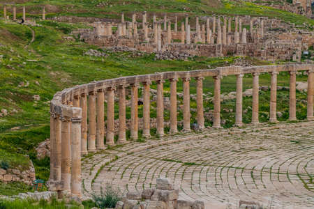 Forum of the ancient city Jerash, Jordanの写真素材