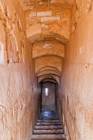 Stairway at  Qasr Kharana (sometimes Harrana, al-Kharanah, Kharaneh or Hraneh), desert castle in eastern Jordanの写真素材