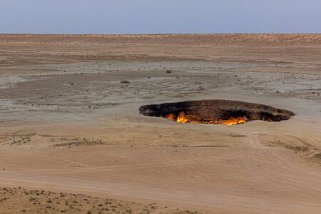 Darvaza (Derweze) gas crater (Door to Hell or Gates of Hell) in Turkmenistanの写真素材