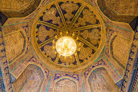 KHIVA, UZBEKISTAN - APRIL 26, 2018: Cupola of the Pakhlavan Makhmoud Mausoleum in the old town of Khiva, Uzbekistan.のeditorial素材