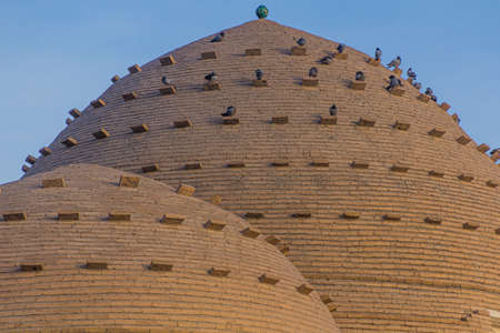 Cupolas of Nedjmeddin Kubra (Najm ad-Din al-Kubra) Mausoleum in the ancient Konye-Urgench, Turkmenistan.のeditorial素材