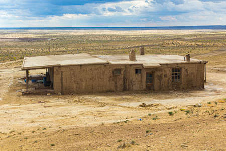 Earthen building near Ayaz Qala fortress in Kyzylkum desert, Uzbekistanのeditorial素材