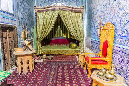 KHIVA, UZBEKISTAN - APRIL 25, 2018: Interior of Tosh Hovli Palace in the old town of Khiva, Uzbekistanのeditorial素材