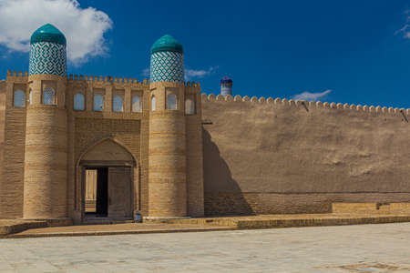 Gate in the old town of Khiva, Uzbekistanのeditorial素材