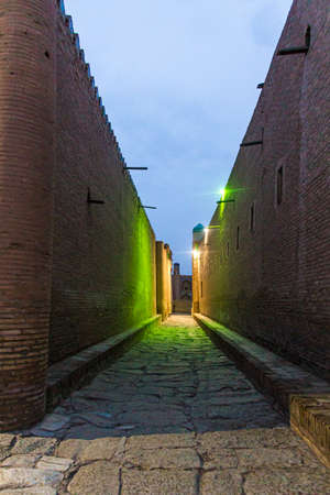 Narrow alley in the old town of Khiva, Uzbekistanのeditorial素材