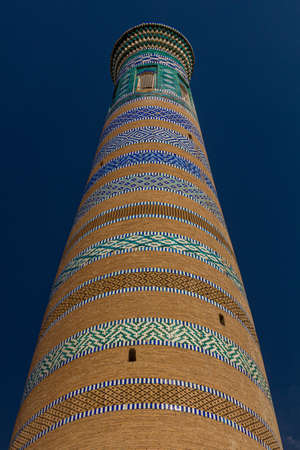 Islam Khoja minaret in the old town of Khiva, Uzbekistanのeditorial素材