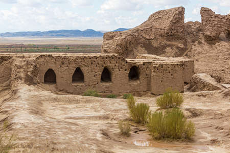 Ruins of Toprak (Topraq) Qala (Kala) fortress in Kyzylkum desert, Uzbekistanのeditorial素材