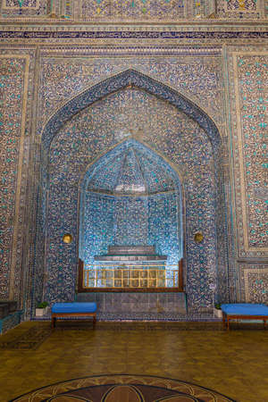 KHIVA, UZBEKISTAN - APRIL 26, 2018: Interior of the Pakhlavan Makhmoud Mausoleum in the old town of Khiva, Uzbekistan.のeditorial素材