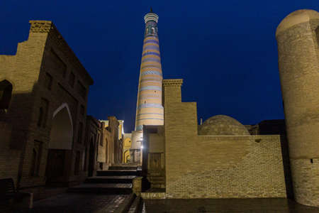 Islam Khoja minaret in the old town of Khiva, Uzbekistanのeditorial素材