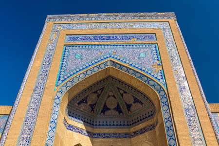 Iwan (Front portal) of Allakuli Khan Madrassah in the old town of Khiva, Uzbekistan.のeditorial素材