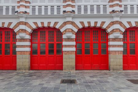 Detail of the Central Fire Station in Singapore
