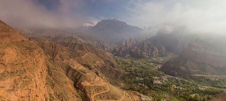 Misty view of Alamut valley in Iranの写真素材