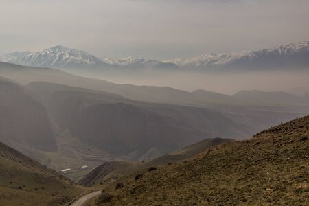 Misty view of Alamut valley in Iranの写真素材