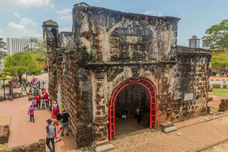 MALACCA, MALAYASIA - MARCH 19, 2018: Porta de Santiago gate house of A Famosa fortress in Malacca (Melaka), Malaysiaのeditorial素材