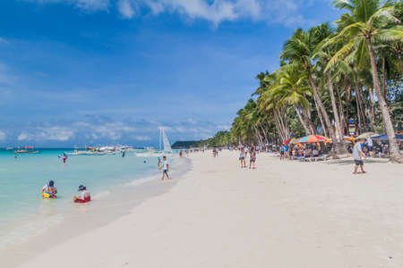 BORACAY, PHILIPPINES - FEBRUARY 1, 2018: View of the White Beach at Boracay island, Philippines