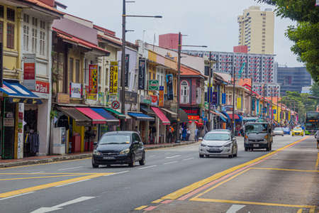SINGAPORE, SINGAPORE - MARCH 10, 2018: Serangoon Road in the Little India of SIngapore.のeditorial素材
