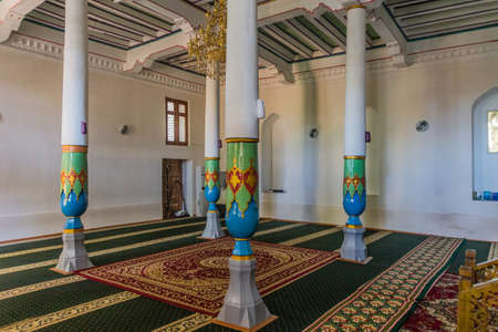 SAMARKAND, UZBEKISTAN: APRIL 27, 2018: Interior of a small mosque in Samarkand, Uzbekistan