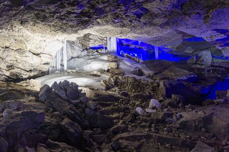 Interior of the Kungur ice cave, Russiaの写真素材