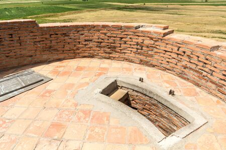 Top of the Burana tower, stump of an ancient minaret, Kyrgyzstanの写真素材