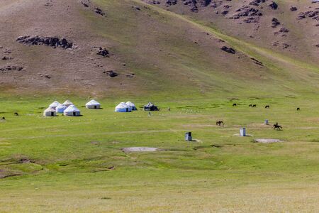 Yurt camp near Song Kul lake, Kyrgyzstan
