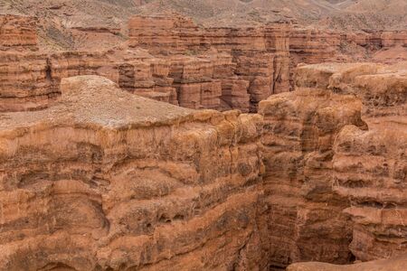 Walls of Charyn Canyon in Kazakhstanの写真素材