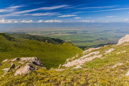 View into a lowlands near Issyk Kul lake, Kyrgyzstan