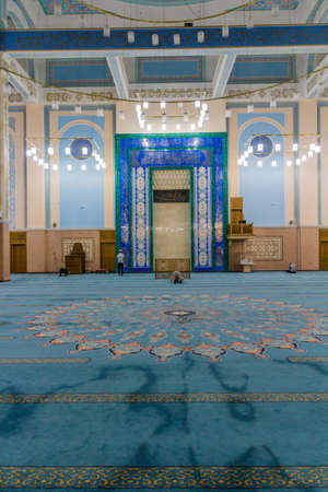 ASTANA, KAZAKHSTAN - JULY 8, 2018: Interior of Nur-Astana Mosque in Astana (now Nur-Sultan), capital of Kazakhstan.のeditorial素材