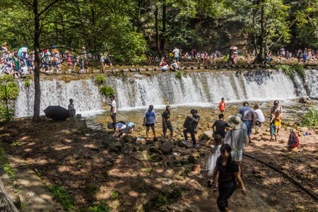 WULINGYUAN, CHINA - AUGUST 8, 2018: Visitors of Zhangjiajie National Forest Park are enjoying the...