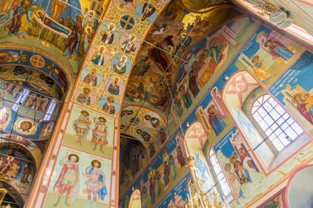 TOBOLSK, RUSSIA - JULY 4, 2018: Interior of St. Sophia-Assumption Cathedral (Sofiysko-Uspenskiy Kafedralnyy Sobor) in the complex of Tobolsk Kremlin, Russiaのeditorial素材