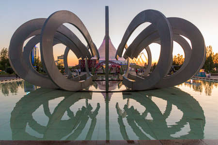 ASTANA, KAZAKHSTAN - JULY 8, 2018: Sculpture in the Lovers Park in Astana (now Nur-Sultan), capital of Kazakhstan.のeditorial素材