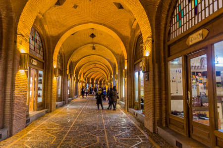 QAZVIN, IRAN - APRIL 5, 2018: Interior of Sa'd al-Saltaneh Caravanserai turned into bazaar in...