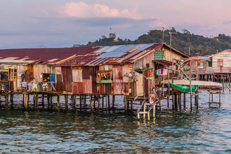 Tanjung Aru water village near Kota Kinabalu, Sabah, Malaysia