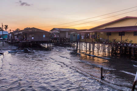 Tanjung Aru water village near Kota Kinabalu, Sabah, Malaysiaの写真素材