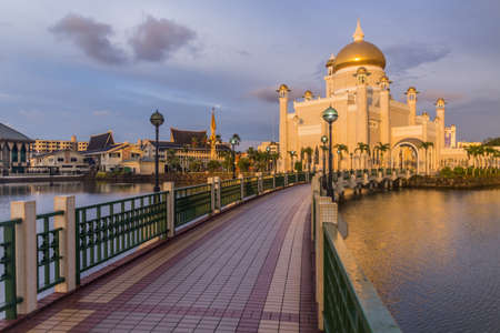 Department of Syariah (Religious) Affairs and Omar Ali Saifuddien Mosque in Bandar Seri Begawan, capital of Bruneiのeditorial素材
