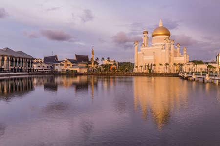Department of Mosque Affairs, Department of Syariah (Religious) Affairs and Omar Ali Saifuddien Mosque in Bandar Seri Begawan, capital of Bruneiのeditorial素材