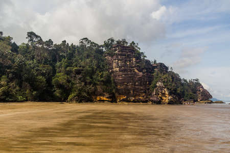 Rocky cliffs in Bako National Park, Sarawak, Malaysiaの写真素材