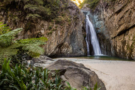 Salto Jimenoa waterfall near Jarabacoa town in Dominican Republicの写真素材