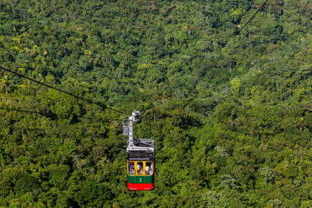 PUERTO PLATA, DOMINICAN REPUBLIC - DECEMBER 15, 2018: Cabin of Teleferico (Cable car) in Puerto Plata, Dominican Republicのeditorial素材