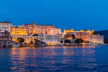 Eveing view of City palace in Udaipur, Rajasthan state, Indiaのeditorial素材