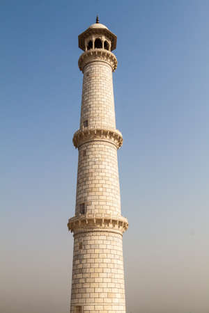 Minaret of Taj Mahal in Agra, Indiaの写真素材