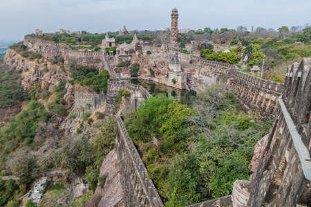 View of Chittor Fort in Chittorgarh, Rajasthan state, Indiaのeditorial素材