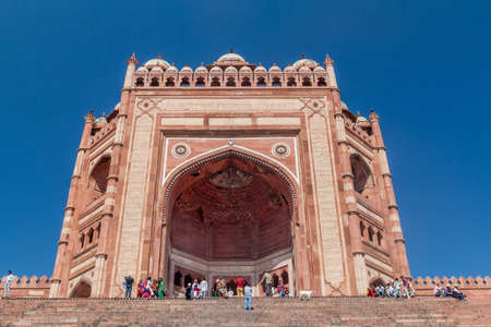 FATEHPUR SIKRI, INDIA - FEBRUARY 17, 2017: Buland Darwaza (Victory Gate) of the ancient city Fatehpur Sikri, Uttar Pradesh state, Indiaのeditorial素材