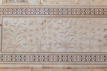 Detail of a wall of Taj Mahal in Agra, Indiaのeditorial素材