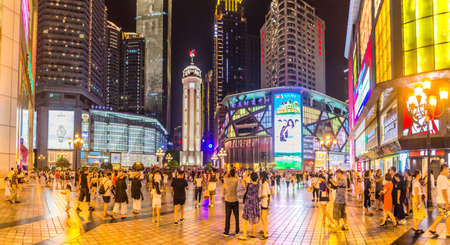 CHONGQING, CHINA - AUGUST 16, 2018: Night view of Liberation Monument  in Chongqing, Chinaのeditorial素材